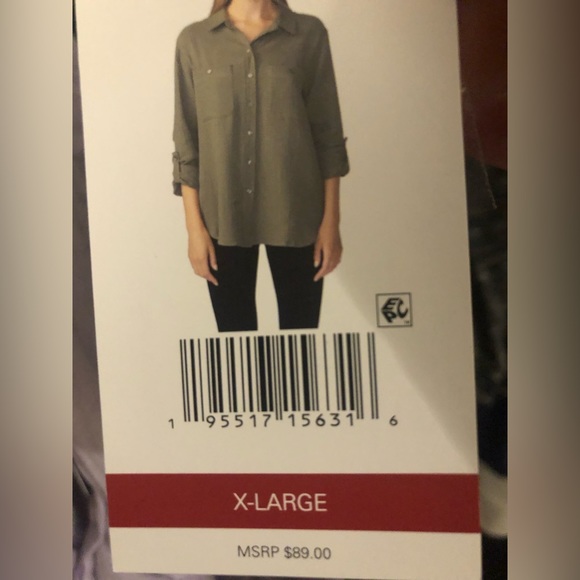 Sanctuary 100% Cotton Gauze Shirt in an olive green. XL - NWT Back to Nature - Picture 5 of 9